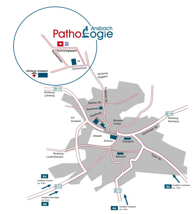 Pathologie Ansbach - Lage- & Anfahrsskizze