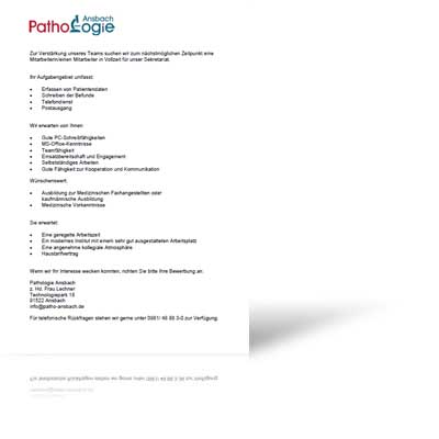 Pathologie Ansbach - Stellenangebot. Pathologie Ansbach - Stellenangebot.